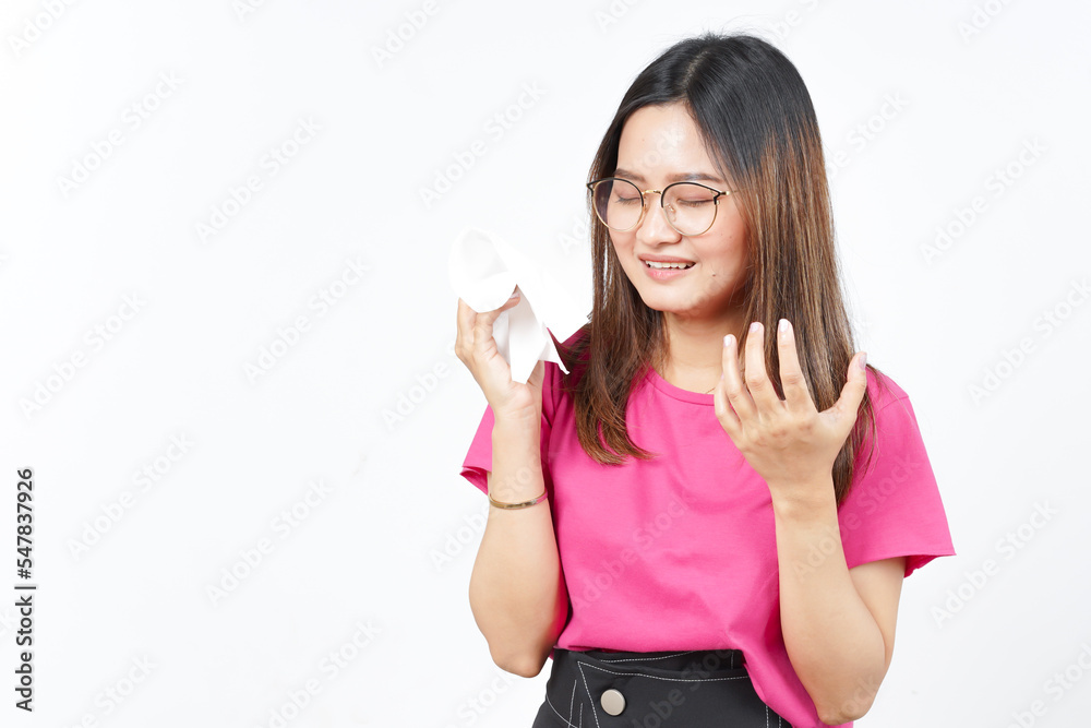 Holding Tissue and Crying Of Beautiful Asian Woman Isolated On White Background Holding Tissue and Crying Of Beautiful Asian Woman Isolated On White Background