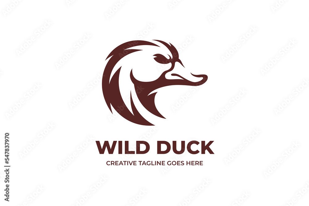 Duck Silhouette Negative Space Logo Illustration