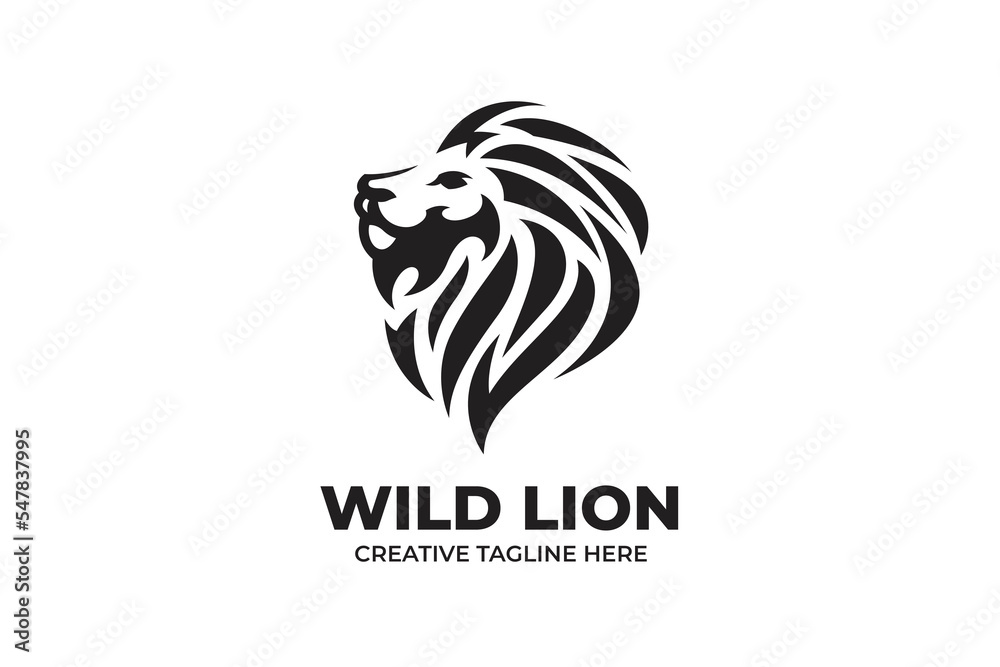 Lion Head Silhouette Logo Illustration Lion Head Silhouette Logo Illustration