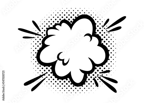 Comic boom effect clouds. Set of explosion bubbles and smoke. Vector illustration isolated on white background
