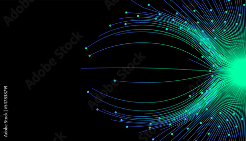 Abstract light digital background. Minimal blue particulars design template for technology, science, music, and presentation. Vector, 2023