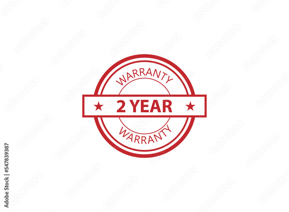 2 years limited warranty icon or label, certificate for customers, warranty stamp or sticker. vector illustration isolated on white background.
