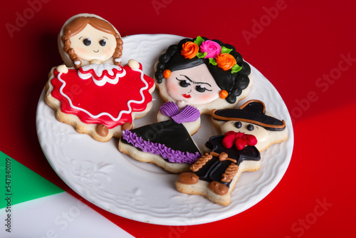 Sugar cookies decorated with royal icing of different colors.