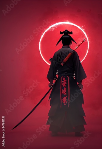 ghost samurai, red and black colors