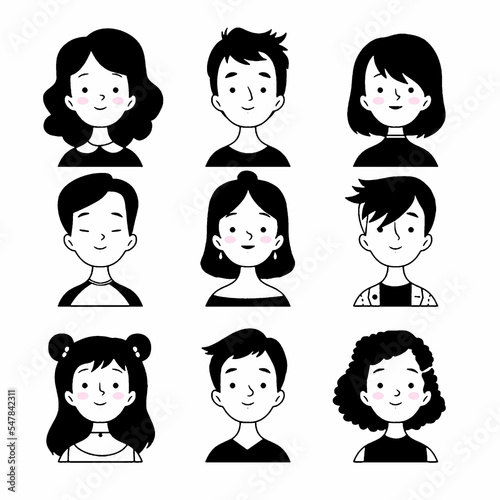 hand drawn people avatar collection pattern