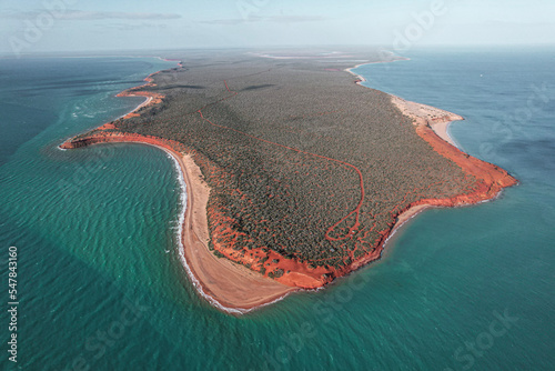 Cape Peron view from the sky. Aerial picture of orange land in Shark Bay, Western Australia. photo