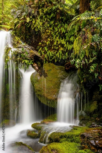 water flowing over rock formations