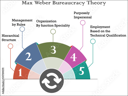 Five Steps of Max weber Bureaucracy theory in an Infographic template