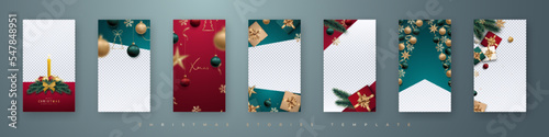 Tableau sur toile 7 Editable Christmas and New Year set stories template for Social Media, Smartphone Story