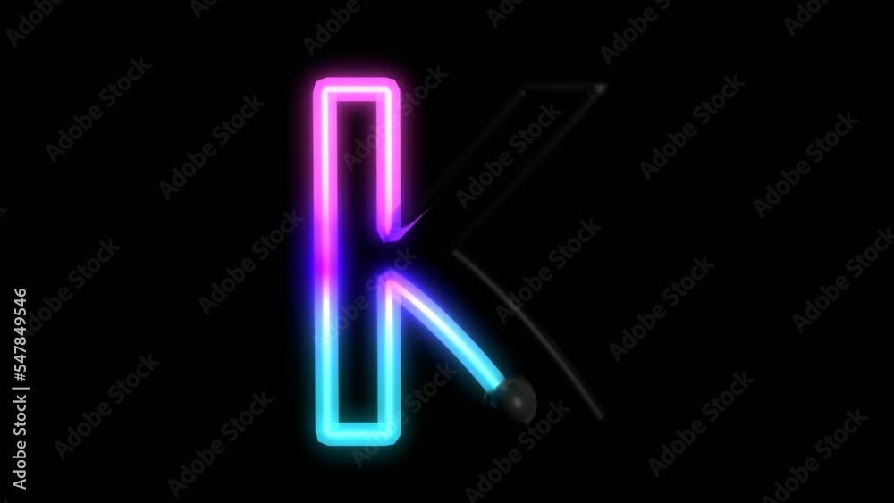 Animated Neon Lights with Reflection Themed Font Letter K Animated Neon Lights with Reflection Themed Font Letter K