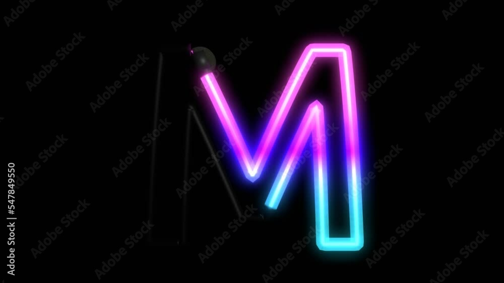 Animated Neon Lights with Reflection Themed Font Letter M Animated Neon Lights with Reflection Themed Font Letter M