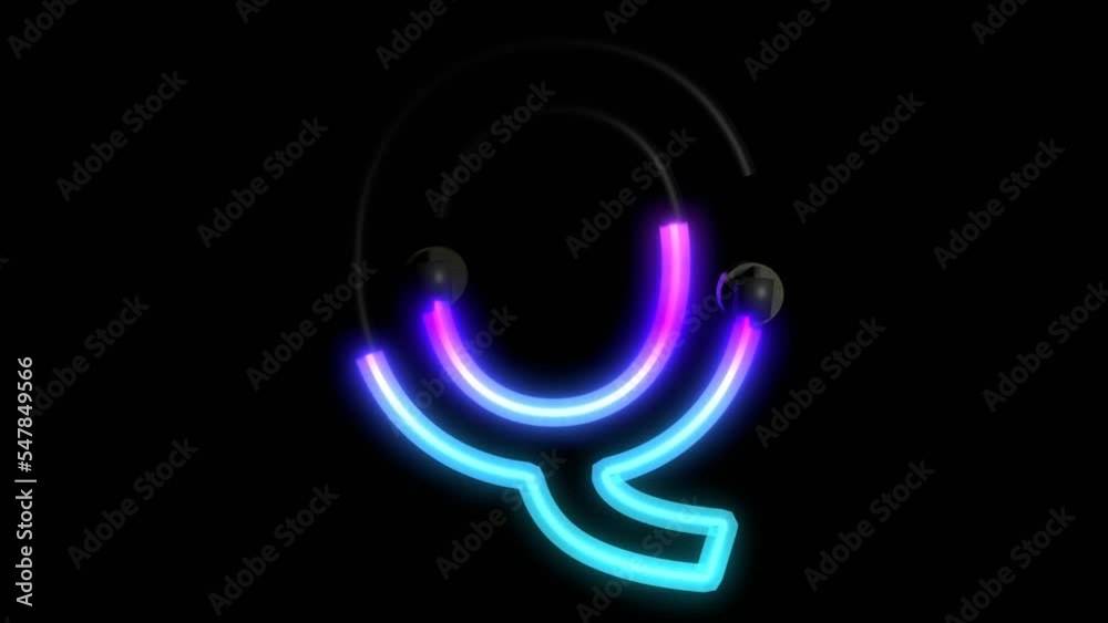 Animated Neon Lights with Reflection Themed Font Letter Q Animated Neon Lights with Reflection Themed Font Letter Q