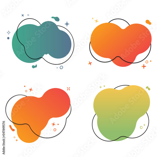 Set of vector abstract modern flat gradients with black outlines design template ready for use. vector ai illiustration eps10