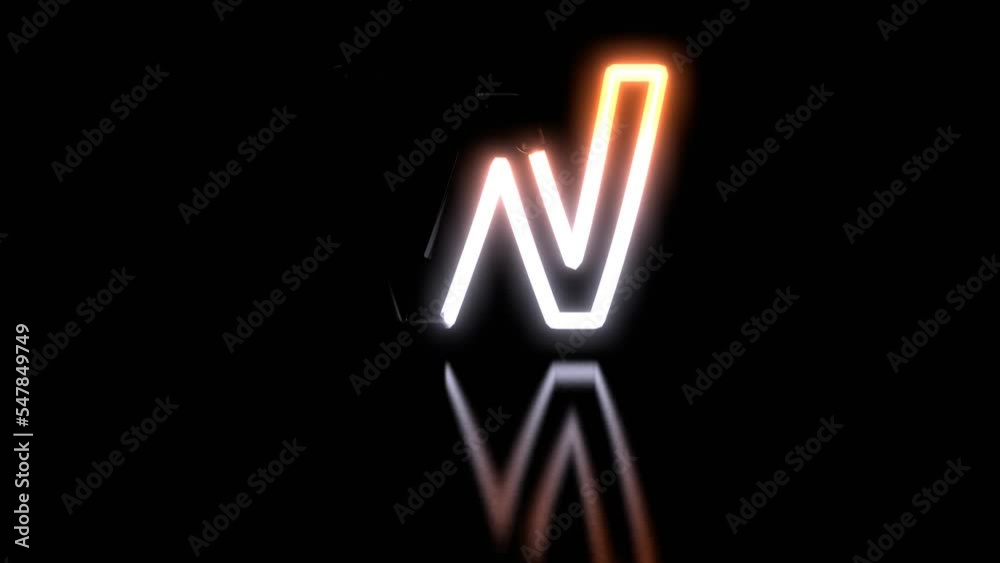 Animated Neon Lights with Reflection Themed Font Letter W Animated Neon Lights with Reflection Themed Font Letter W