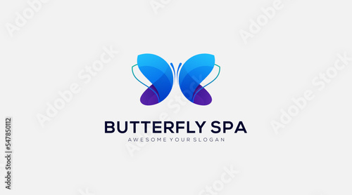 Premium butterfly spa logo design vector template