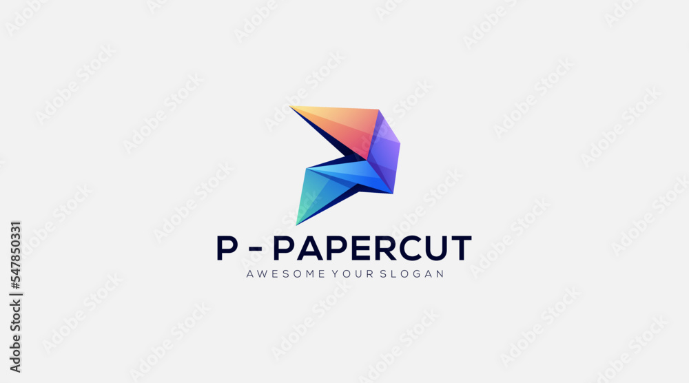 Paper cut letter P Vector Illustration with logo design
Paper cut letter P Vector Illustration with logo design