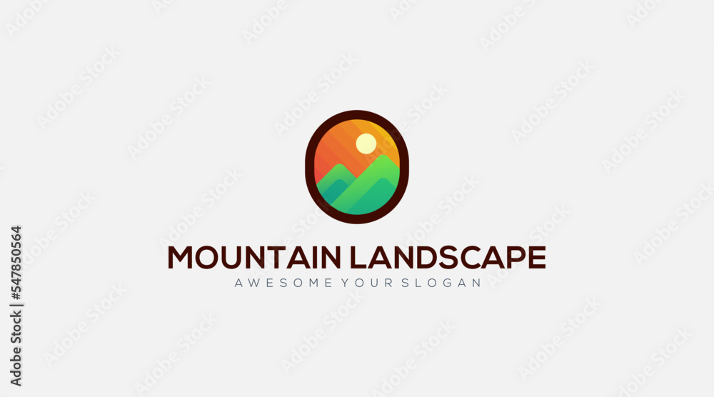Mountain landscape logo design vector illustration Mountain landscape logo design vector illustration