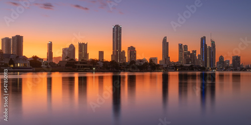 Gold Coast skyline as the sunrises