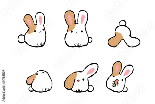 もちふわうさぎセット　ベクター　eps