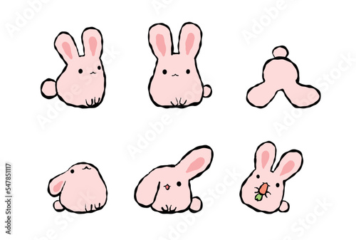 もちふわうさぎセット　ベクター　eps