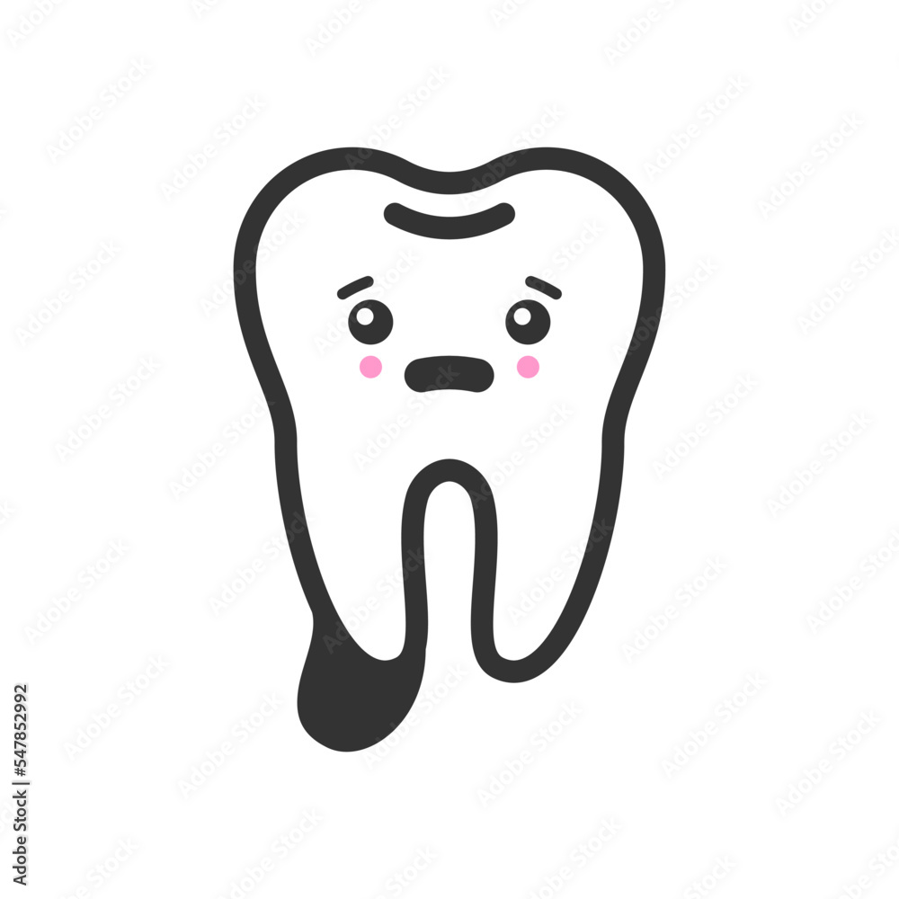 Cystic tooth with emotional face, cute vector icon illustration Cystic tooth with emotional face, cute vector icon illustration