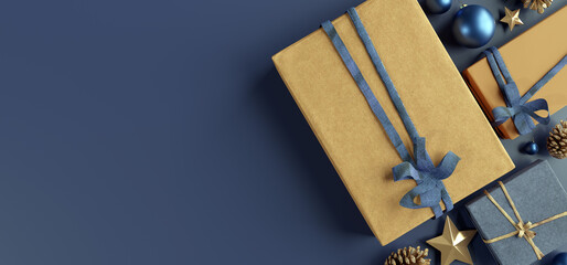 Christmas background with christmas decoration - 3d rendering