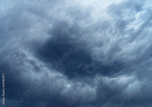 Dramatic Storm Cloud Background. Bad weather texture. Horizontal banner.