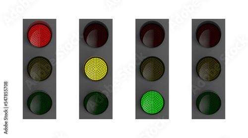 traffic light on white back...