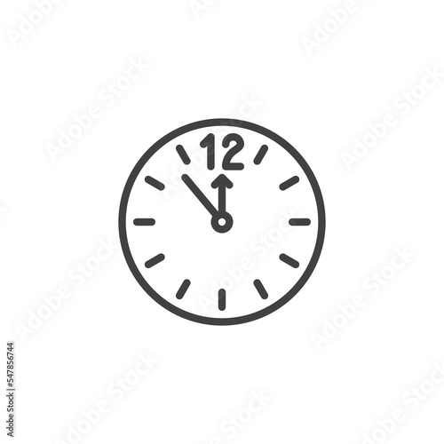 New Year clock line icon