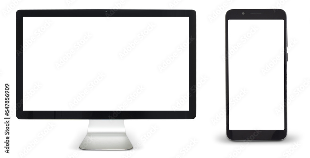 Computer and Smart Phone Mockup Isolated from Background Computer and Smart Phone Mockup Isolated from Background