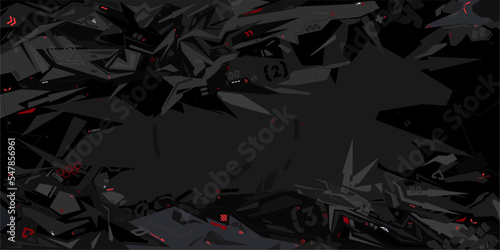 Dark Trendy Futuristic Mecha Gundam Cyberpunk Style Colorful Abstract Urban Street Art Graffiti Vector Illustration Template Background