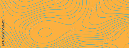 Orange topographic map with lines and circles background. Topographic map and place for texture. Topographic gradient linear background with copy space. Vector illustration