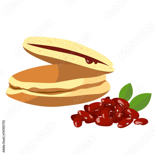 apanese dessert Dorayaki with red bean paste stuffed