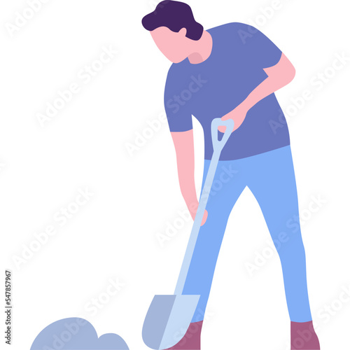 Man digging vector icon isolated on white