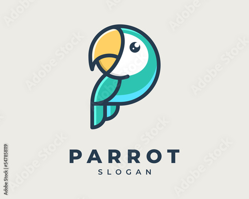 Parrot Bird Macaw Parakeet Beautiful Exotic Fauna Cartoon Mascot Illustration Vector Logo Design