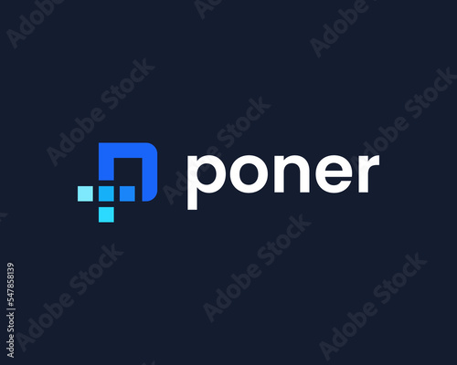 Letter P Monogram Modern Abstract Progress Load Technology Digital Data Strategy Vector Logo Design