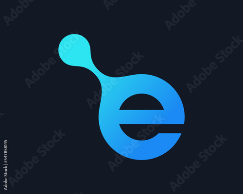 Letter E Molecule Science Technology Digital Dot Connection Nanotech Modern Vector Logo Design