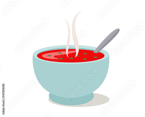 Hot vegetable soup. vector illustration isolated.