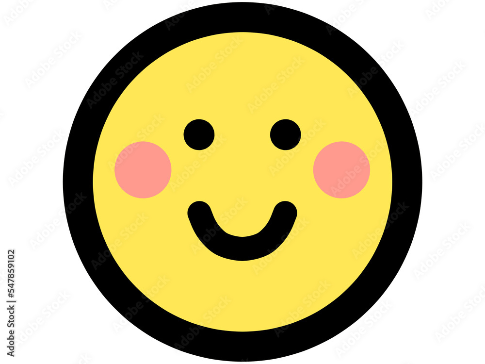 Fototapeta premium 黄色い笑顔の丸い顔イラスト素材