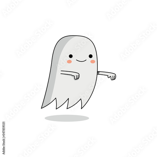 Cute ghost cartoon character flying away