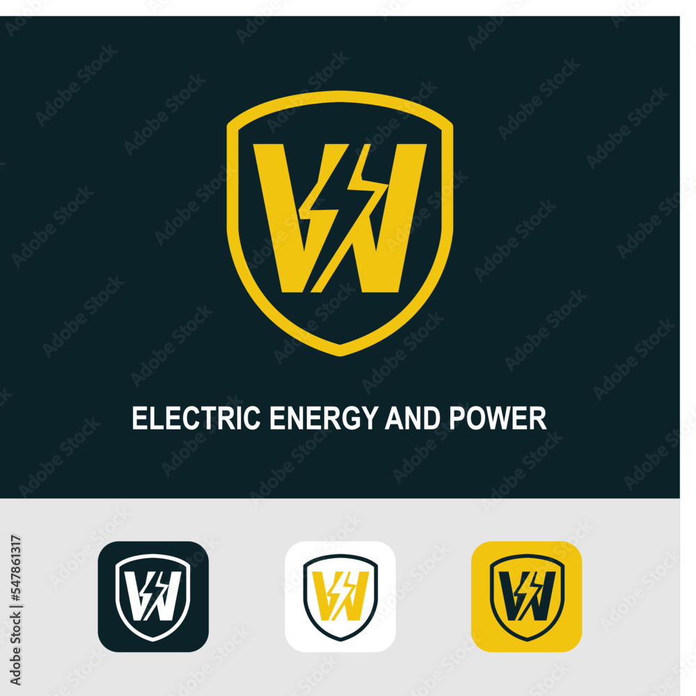 Initial W Logo with Bolt Lighting for Energy, Electrical and Power Company Service Business Logo Template