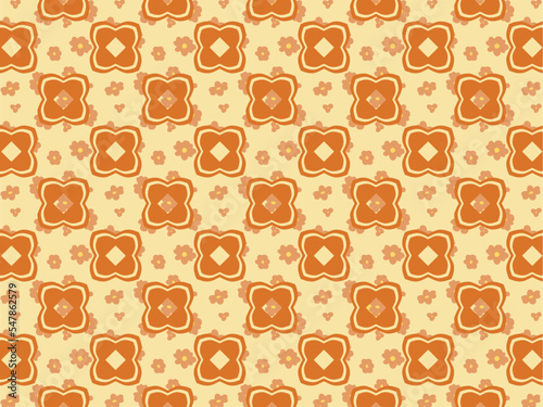 fun 90s seamless pattern orange flowers