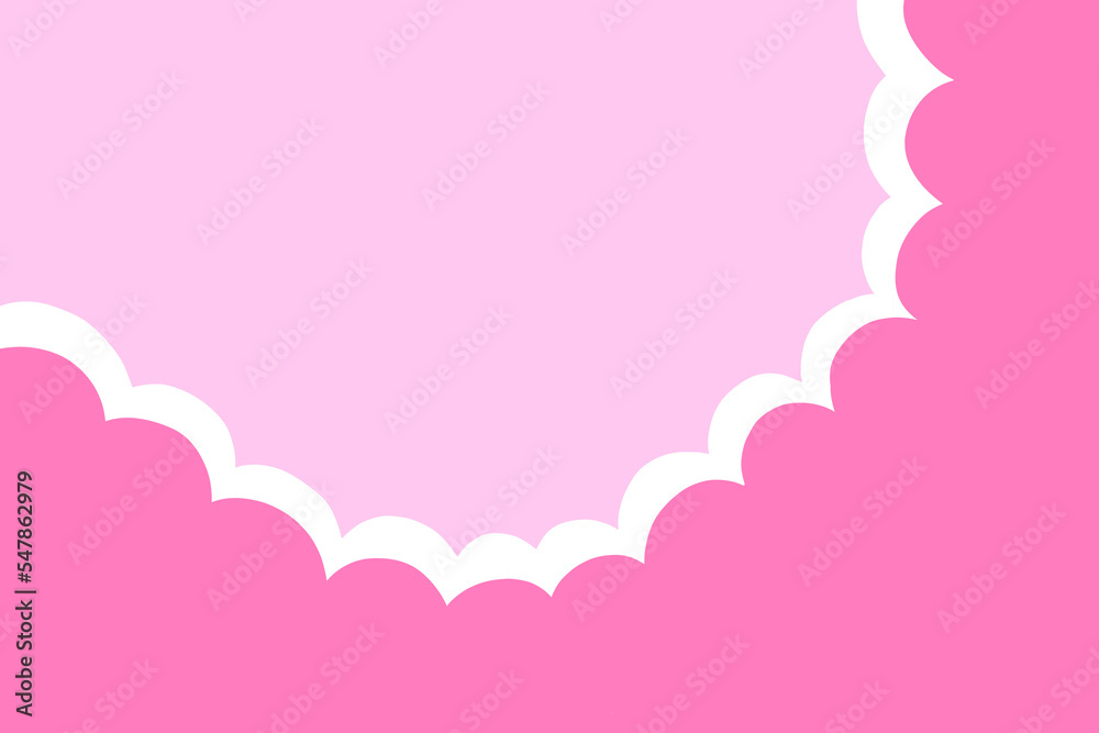 ピンクのモクモク　イラスト　シンプル