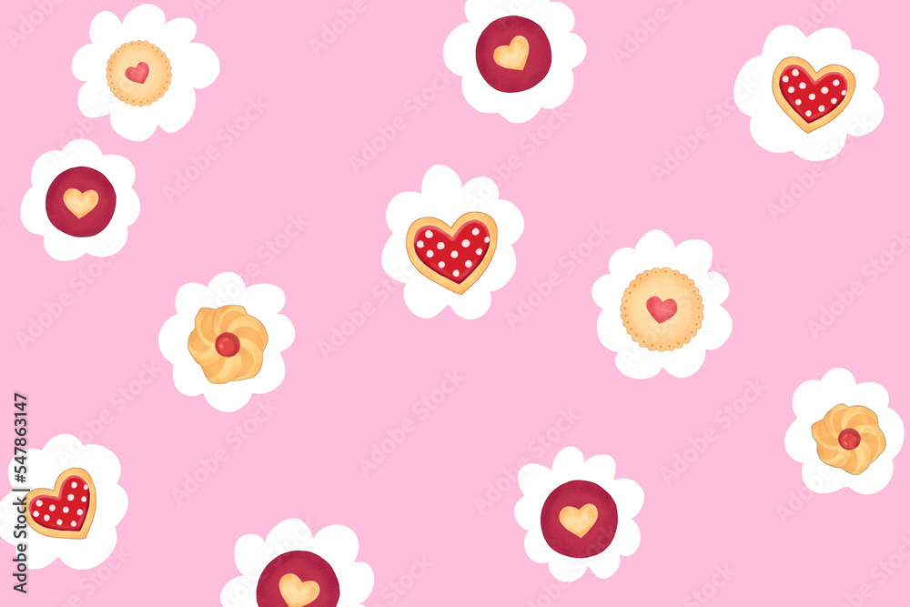 クッキーのイラスト ポップ 背景ピンク クッキーのイラスト ポップ 背景ピンク