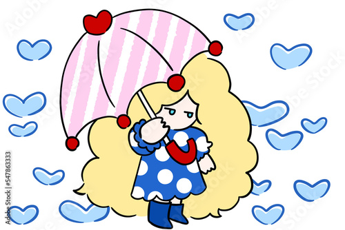 lonely girl with an umbrella illustration