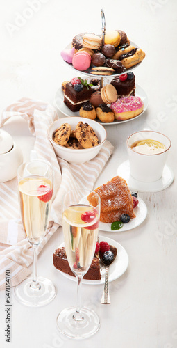 Afternoon tea stand with sweet treats.