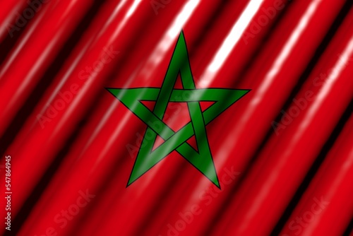 nice shiny - looks like plastic flag of Morocco with large folds - any holiday flag 3d illustration..