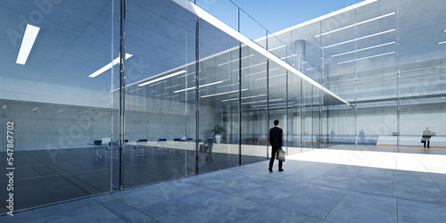 Businessman walking back to business office