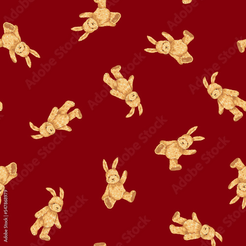 Hand drawn cute rabbit seamless pattern,