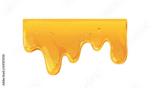 Gold bee honey flowing down. Amber maple syrup wave, sweet caramel melting, dripping. Fluid liquid molten candy leaking, streaming. Flat graphic vector illustration isolated on white background